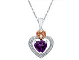 Lab Created Amethyst and Diamond Pendant Necklace 3/4 Carat (ctw) in Sterling Silver